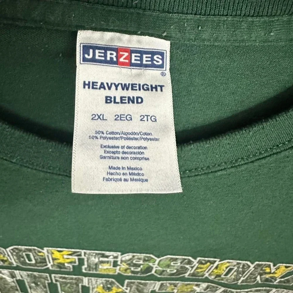 vintage professional Hunter‎ hunting tee hunting Jerzees 2XL Green And Yellow